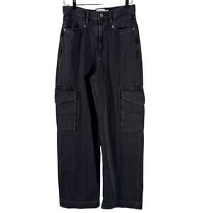 & Other Stories Womens Relaxed Wide Leg Cargo Jeans Black Wash High Rise Sz 6